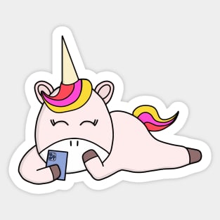 Unicorn having fun with a smartphone Sticker